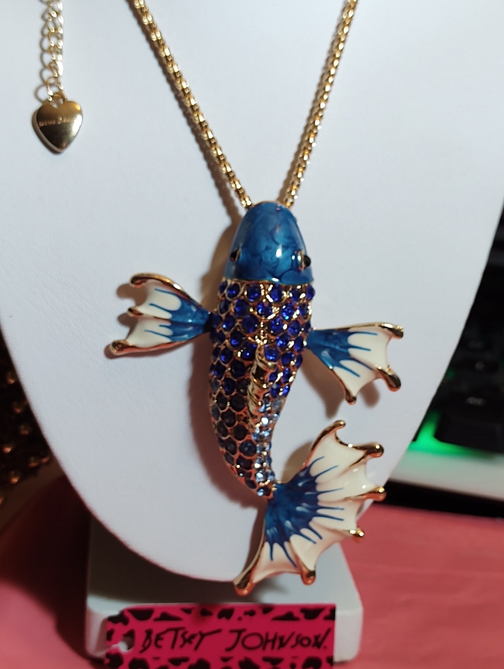 Betsey Johnson Blue and Gold Fish Pendant
